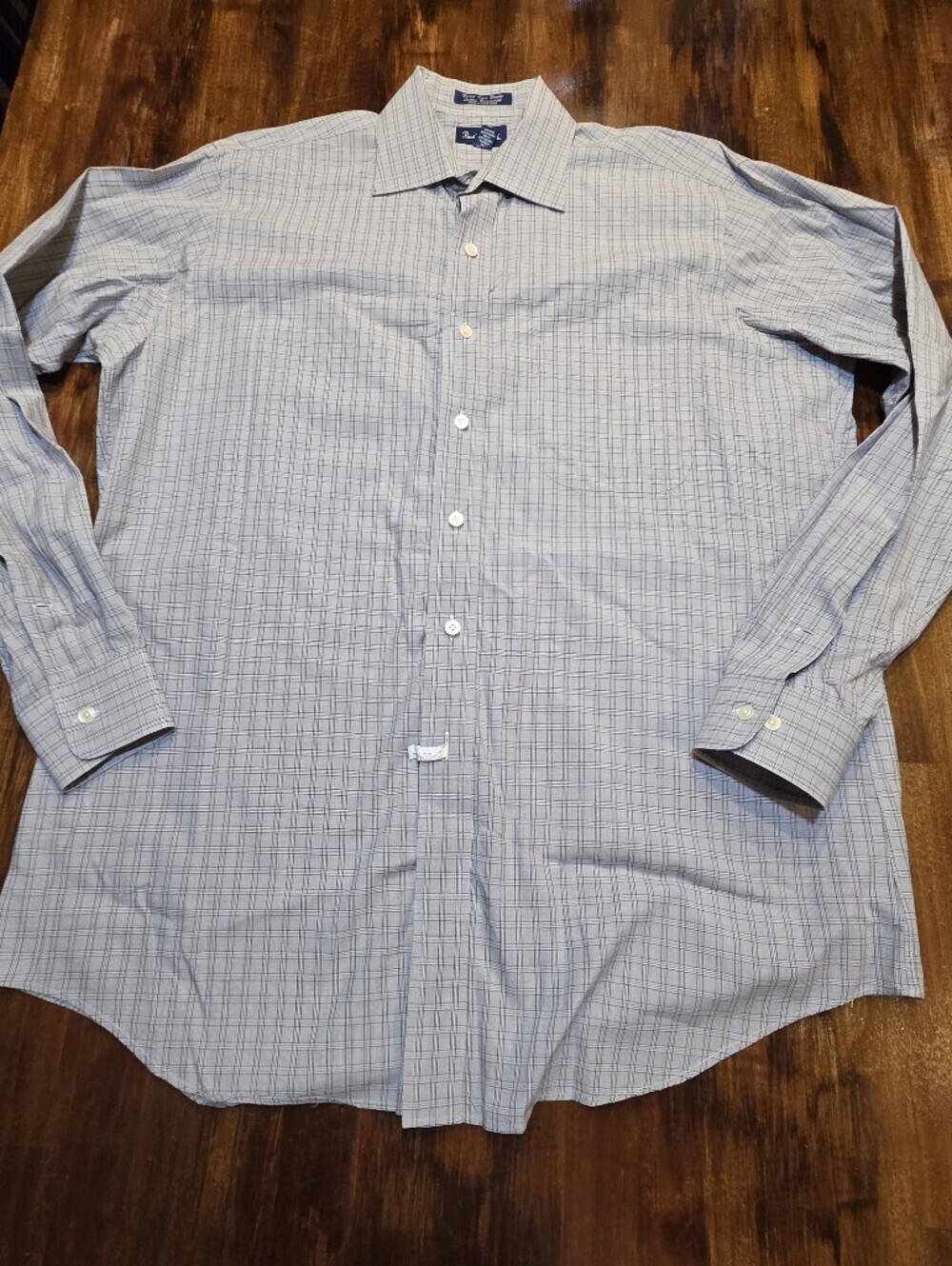 Paul Frederick 100%cotton Long Sleeve Button Down Checked Grey and Black L
